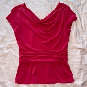 Ann Taylor Pink Crepe Peplum Top